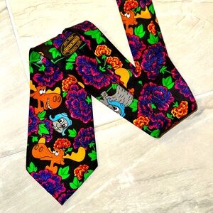 2/$20 Vintage Rocky & Bullwinkle Necktie Handmade 100% Silk